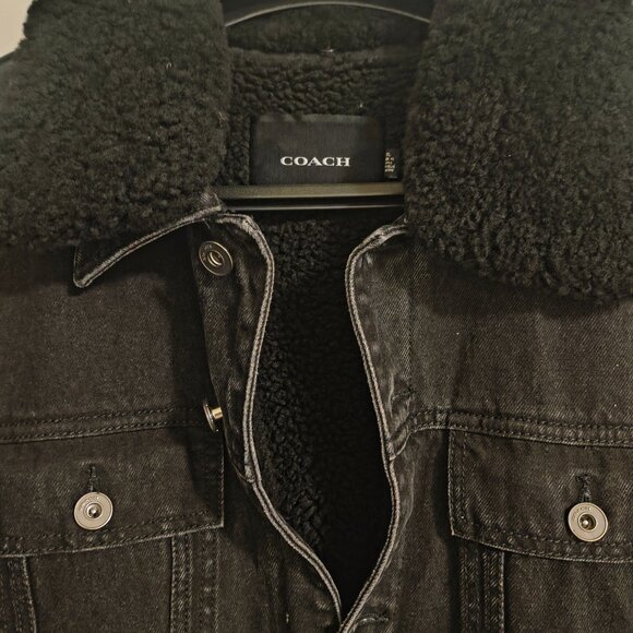 Coach Men’s Black Denim Shearling Collar Jacket – Like New - Picture 2 of 6